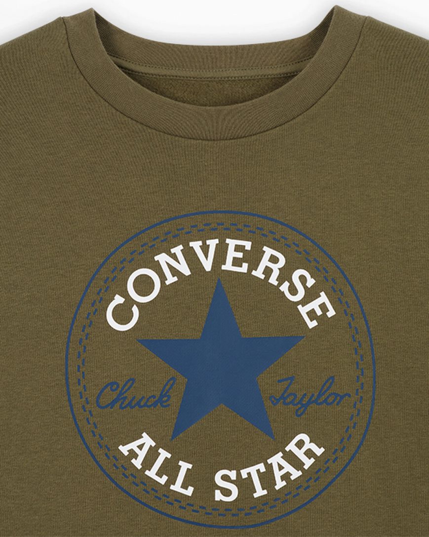 Mikiny Converse Go-To All Star Patch Standard Fit Fleece Crew Panske Olivovo Zelená | SK DJOCI5